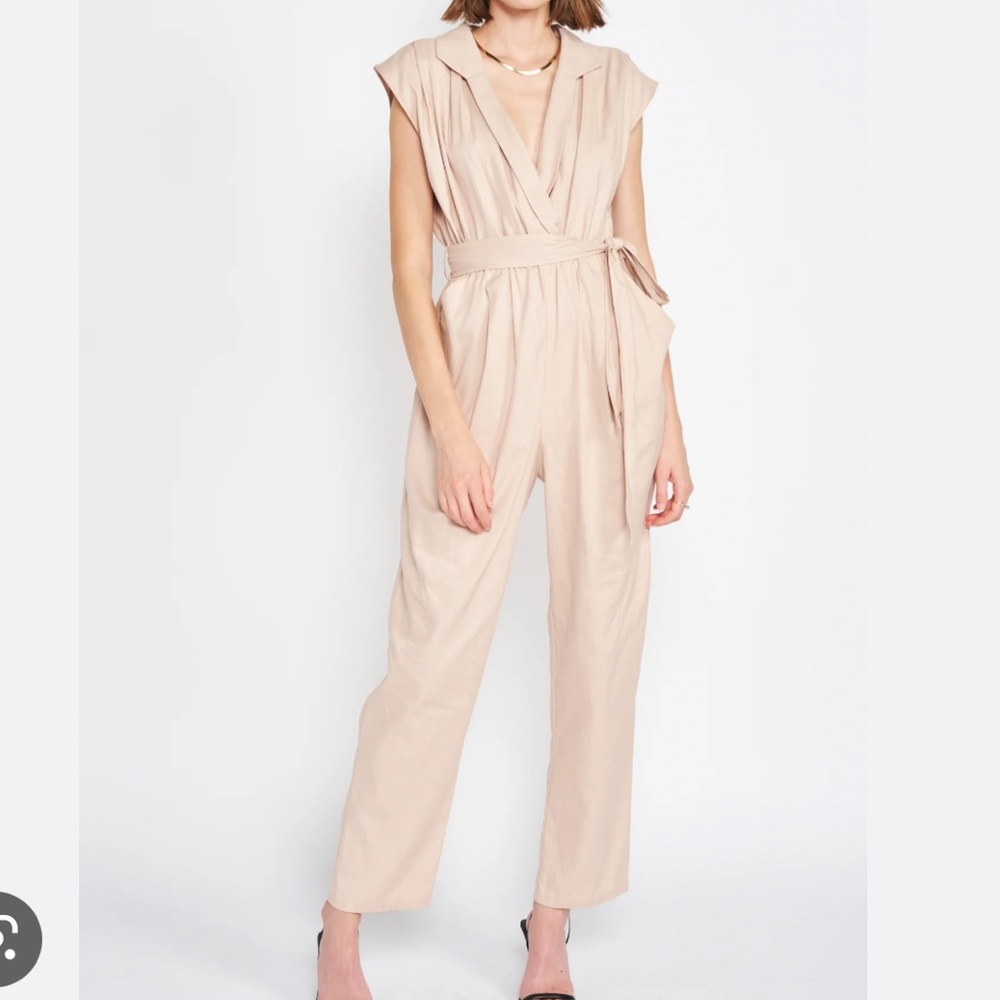 En Saison Madison belted jumpsuit beige XS